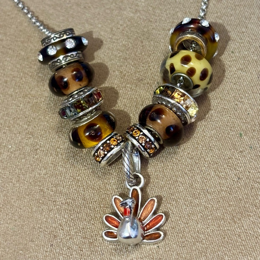 Four brown & gold art glass beads with brown dots Fit MINI holders only - Picture 4 of 4